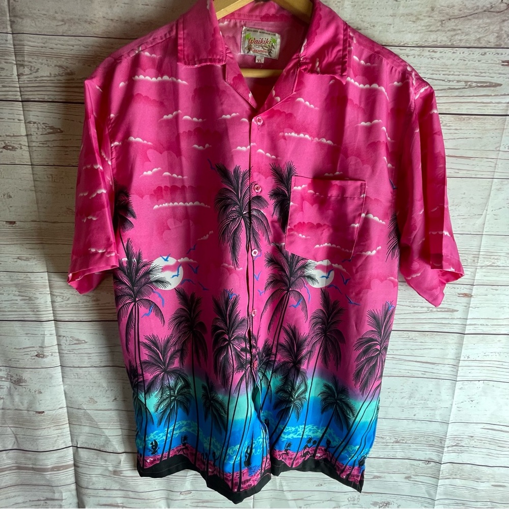 Vintage Waikiki Creations Shirt Mens Sz XL Hawaiian Aloha Vacation Button Up